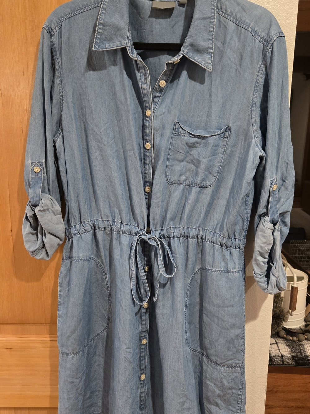 Athleta Light Blue Denim Shirt Dress